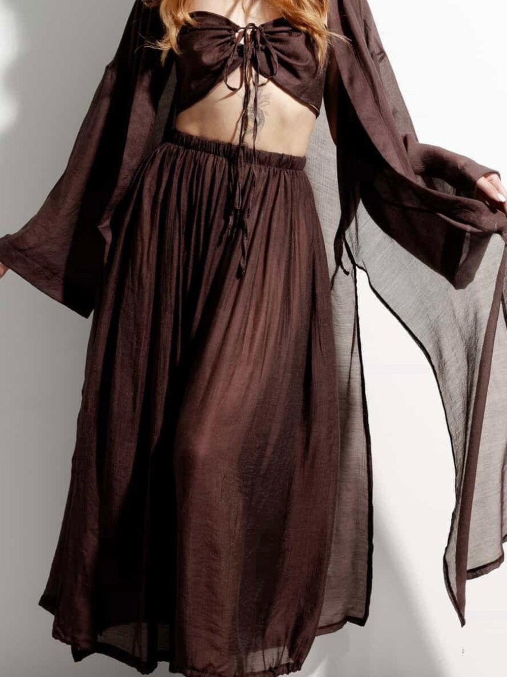 Brown Lightweight Maxi Skirt – Women